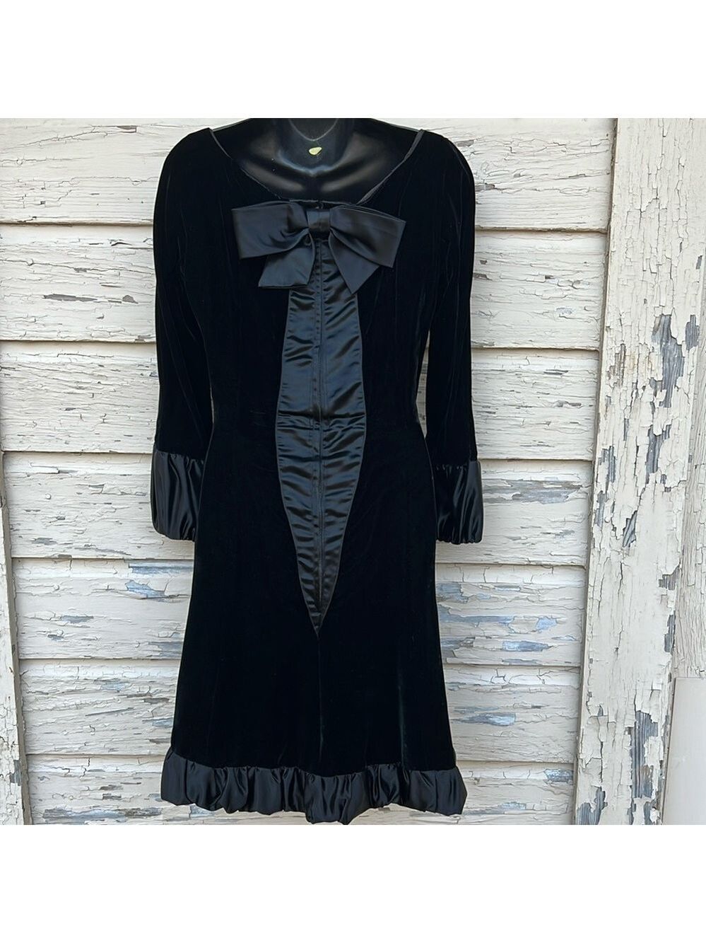 Vintage Montaldos 50s Velvet Satin After 5 Event Fit N Flare Rockabilly Dress H